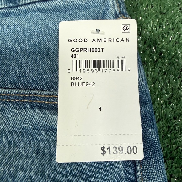 Good American Good Girlfriend Jeans Blue Wash Raw Hem‎ Size 4 27 - Picture 2 of 7